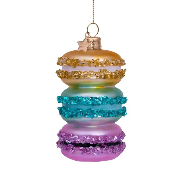 Ornament Glass Multicolor Macaron Tower. H9,5 cm