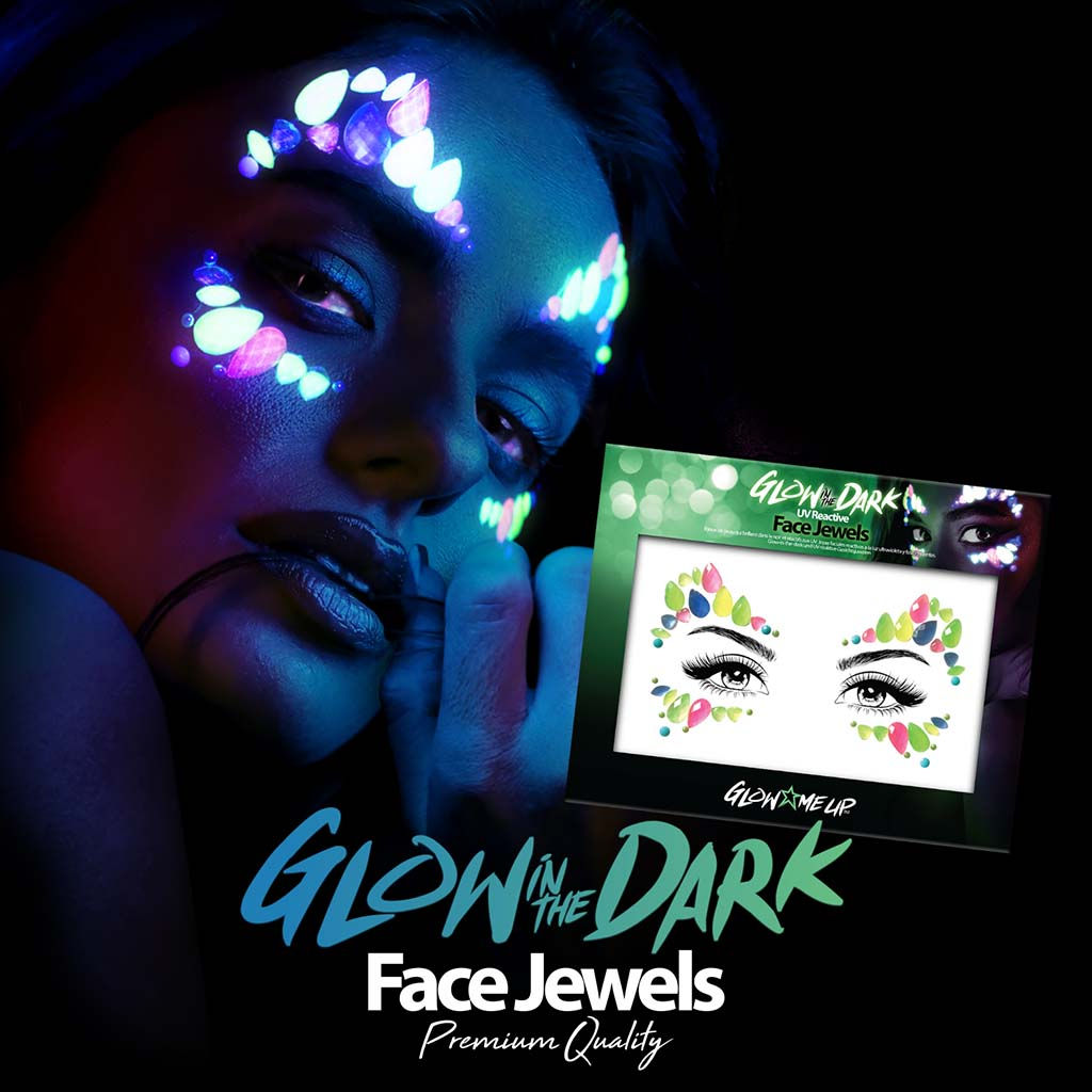 GEMAS ADHESIVAS PARA LA CARA "GLOW IN THE DARK" 034040