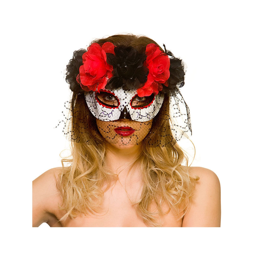 Day of the Dead Eyemask w/Veil MK-9995 W