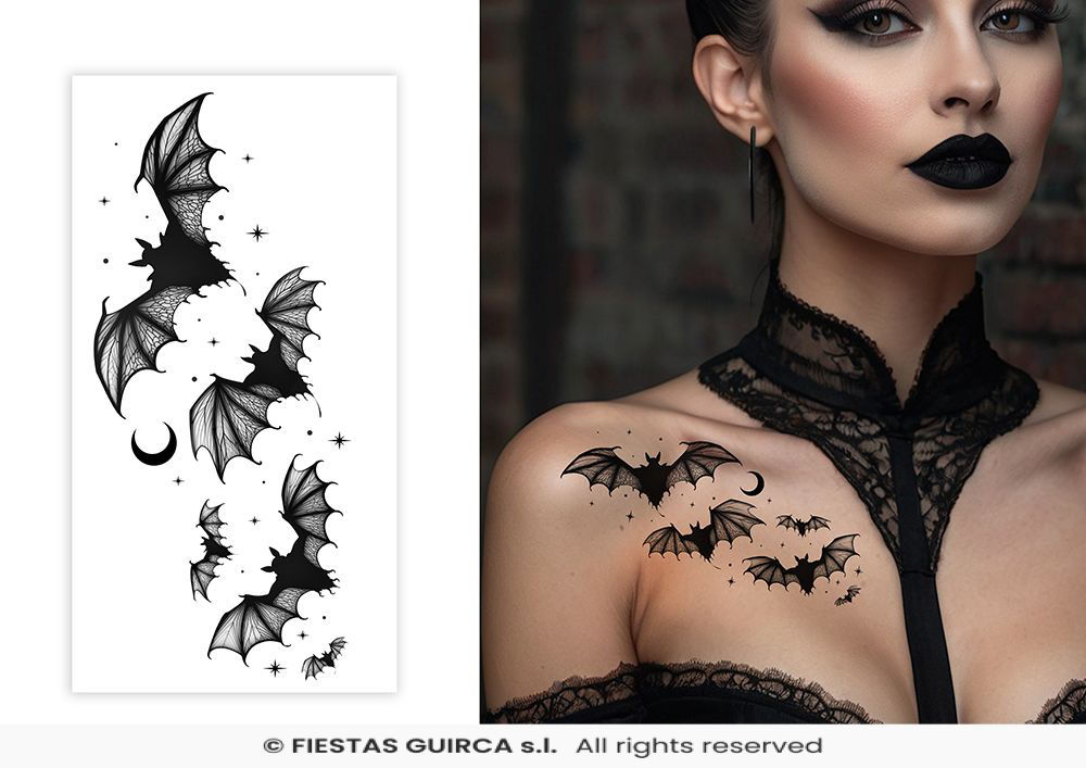 Tattoo, 9x14 cm. Bats. Adhesives. 29586
