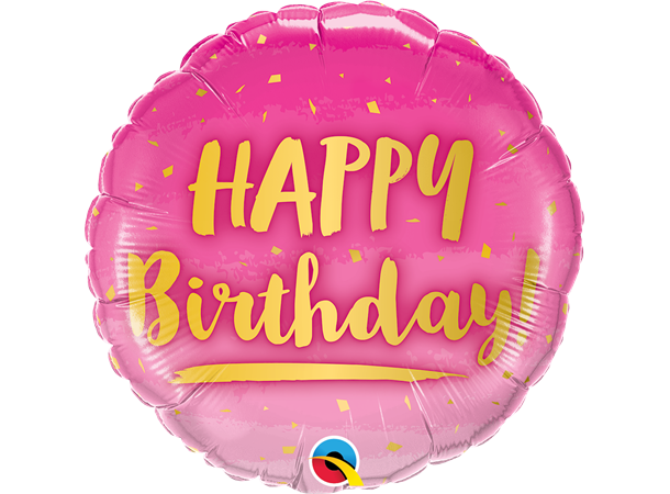 Birthday Gold & Pink Balloon. 78672 Partygrossisten
