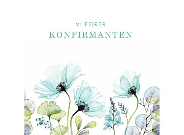 Serviett lunsj 20 stk Konfirmant blå blo 3 lag 33x33cm