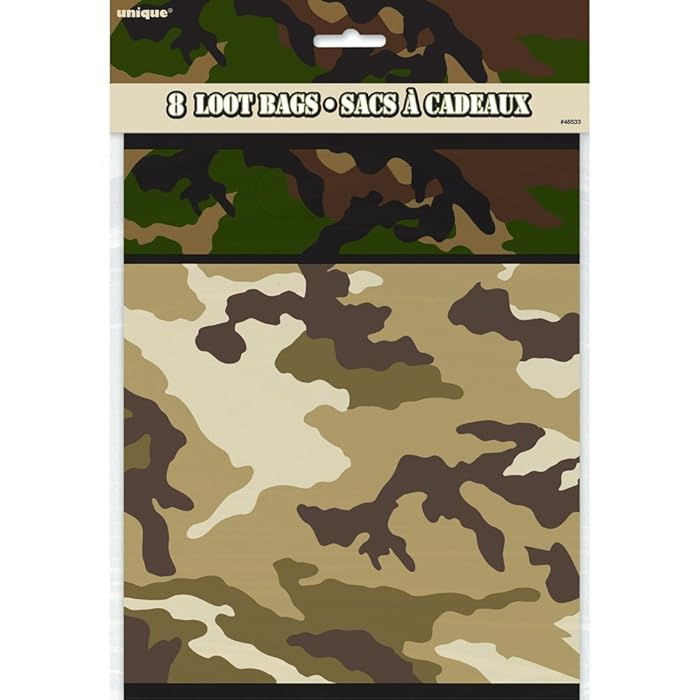Military Camo Party Bags, Pack of 8. 48533
