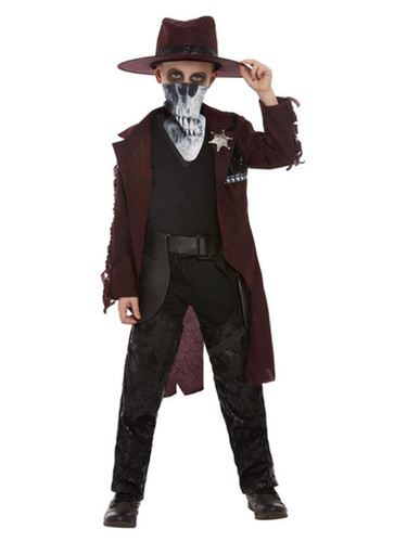 Smiffys Mens Deluxe Dark Spirit Western Cowboy Costume Set - M / Burgundy