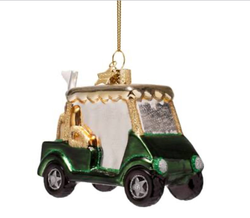 Miniatyrbilde: Ornament glass night green golf car H9cm