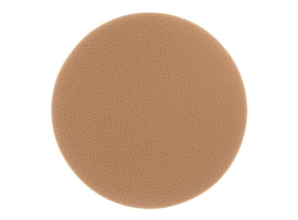 Glassbrikke PU-skinn d:10cm lysebrun 6st sett m/6 stk i plasteske Varenr:116124