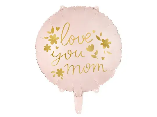 Foil balloon ''Love you mom'', 45 cm, pink FB128 pratydeco