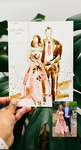Example of a live guest illustration by Toronto live wedding artist Renu — elegant hand-drawn portrait created as a personalized wedding gift and unique guest keepsake, part of her live wedding entertainment offered across Ontario and Canada