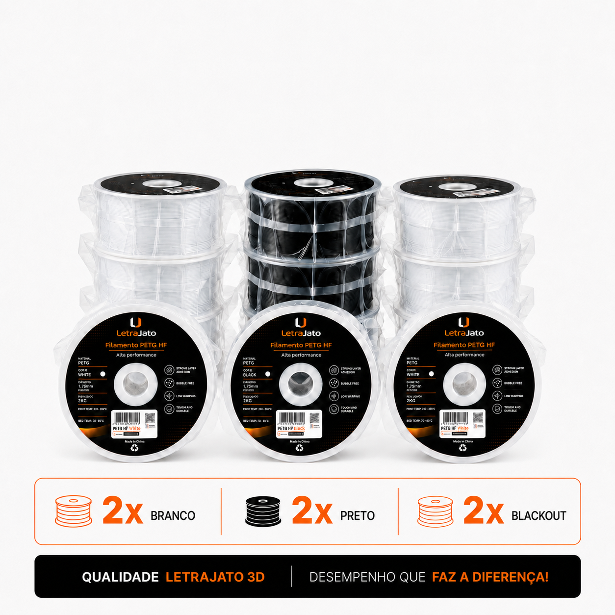 Kit 12 kg de filamento PETG HF
