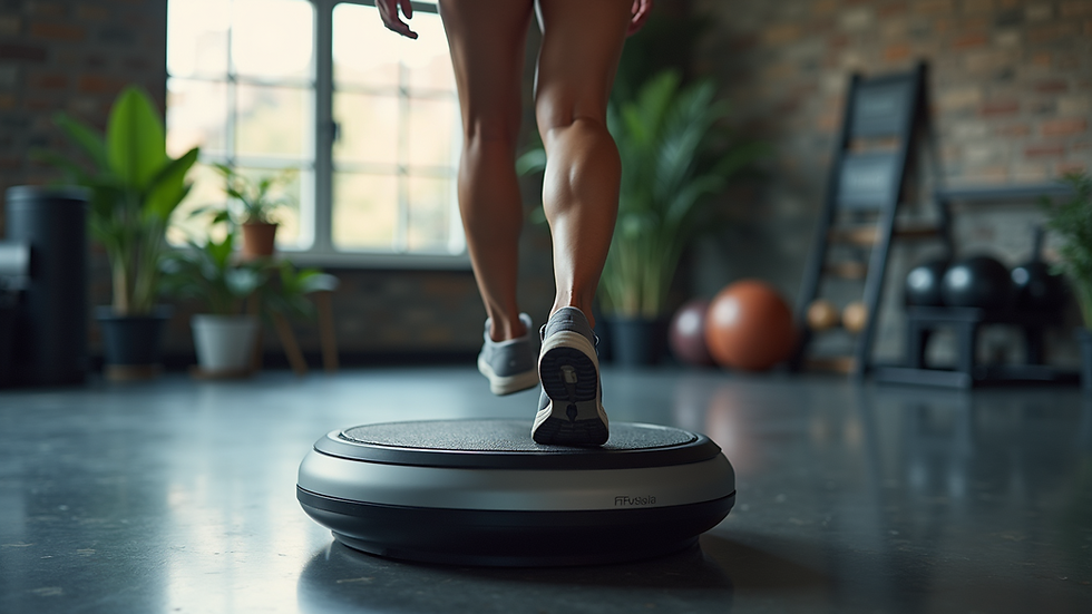 Eye-level view of a vibration platform in a fitness studio