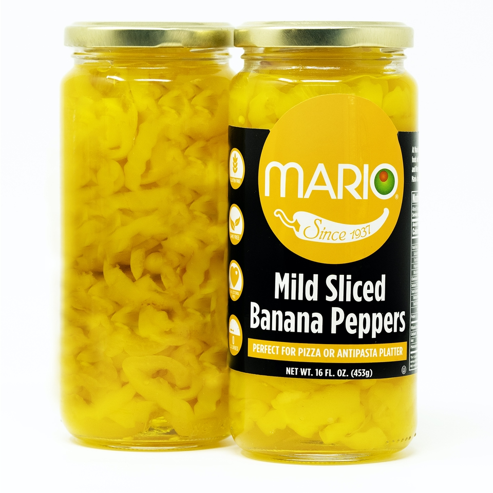 16oz Mario Sliced Yellow Banana Peppers
