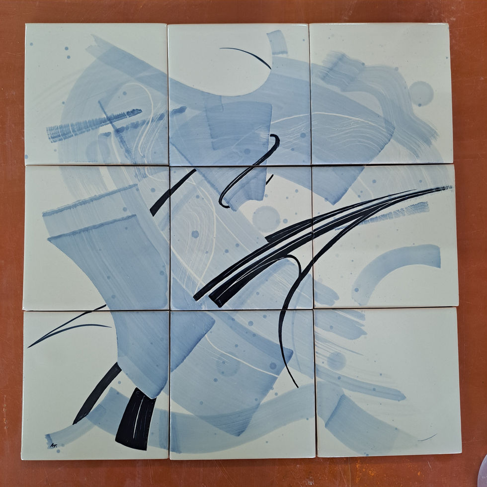 Tile, Azulejo panel, interior design, André Trafic, handmade ceramics, Viúva Lamego, Neo-traditional.