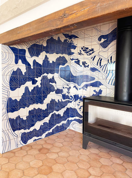 Tile, Azulejo panel, custom made furniture, interior design, André Trafic, handmade ceramics.
