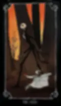 o personagem Jack skellington andando ao lado do seu companheiro zero que é a representação de um cachorro branco no meio de um bosque sombrio.