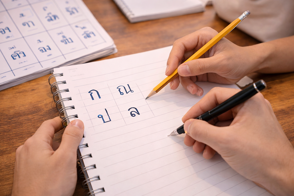 Practicing Thai writing