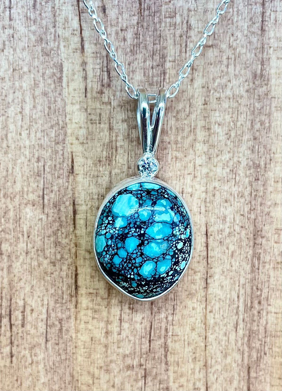 Spider Turquoise and Diamond Pendant Necklace