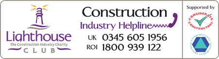 banner with Construction Industry Helpline numbers: 0345 605 1956 (UK) and 1800 939 122 (ROI)
