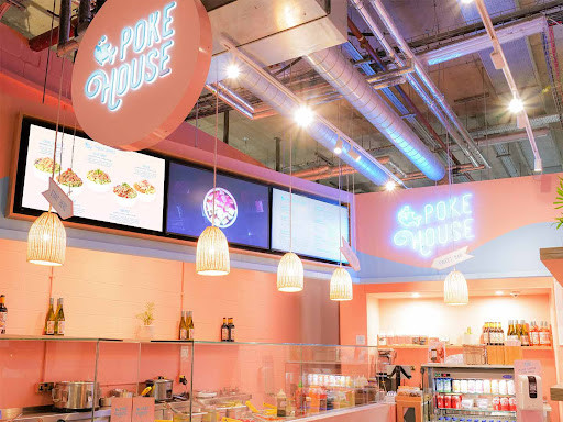 ypical interior of a Poke House restaurant. This completed project was at Canary Wharf