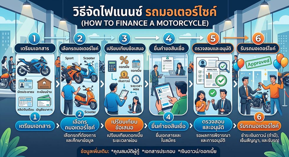 วิธีจัดไฟแนนซ์ สำหรับรถมอเตอร์ไซค์
