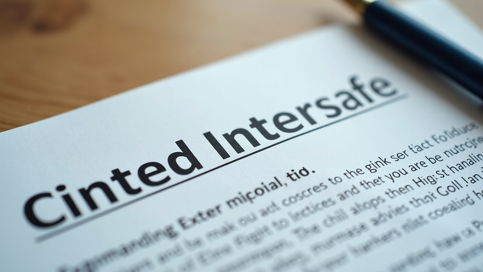 Close-up view of a contract with high interest rates