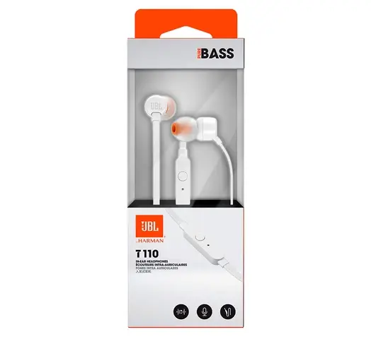 Miniatura: Auriculares JBL T110 In-Ear Micrófono Integrado Cable Plano