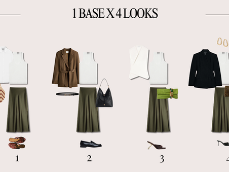 Idée tenue jupe satinée et débardeur blanc déclinée en 4 looks : décontracté, professionnel, chic et soirée