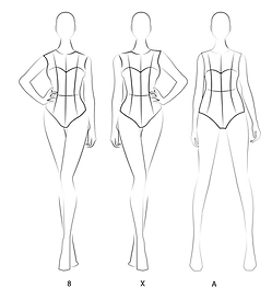 Schémas de morphologies féminines – silhouettes X, 8 et A pour aider à identifier sa morphologie