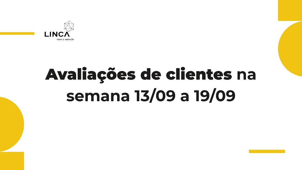 Avaliações de clientes na semana 13/09 a 19/09