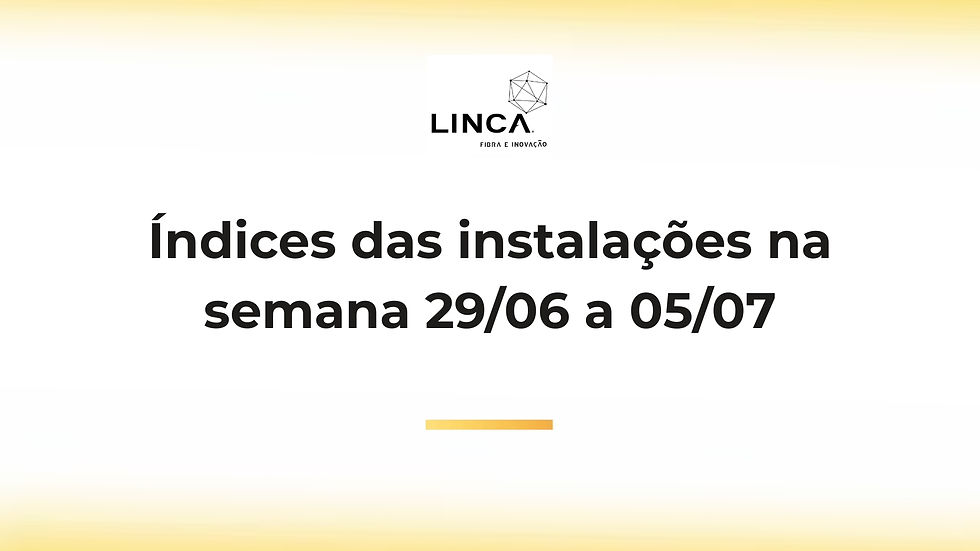 Índices das instalações na semana 29/06 a 05/07