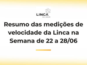 Resumo das medições de velocidade da Linca na Semana de 22 a 28/06