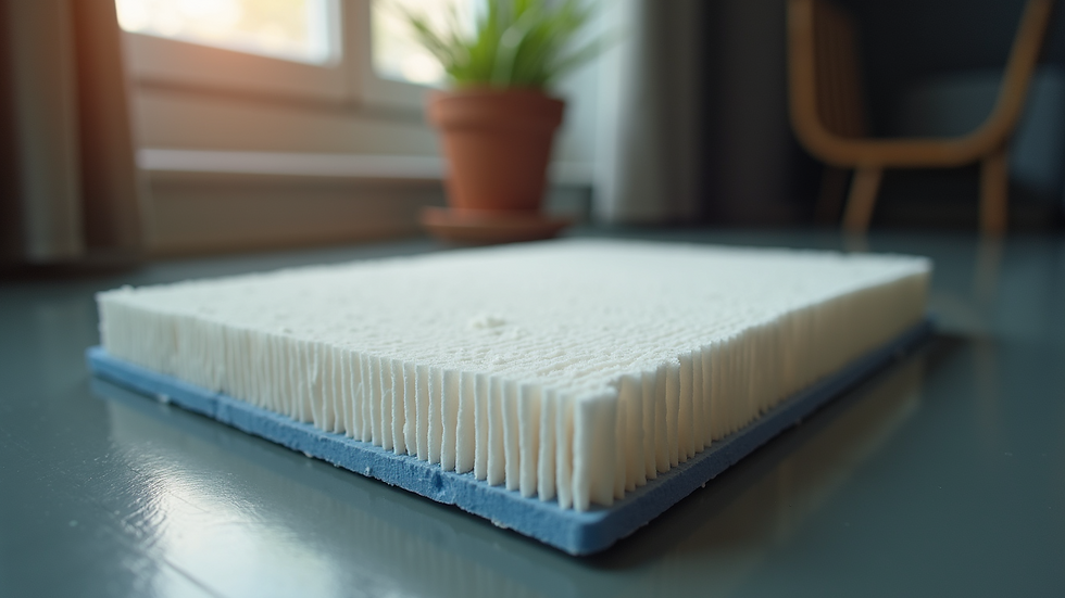 Close-up view of a clean furnace filter ready for installation