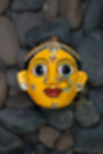 Yellow Color Man And Woman Cheriyal Mask, Handmade And Painted By Hand