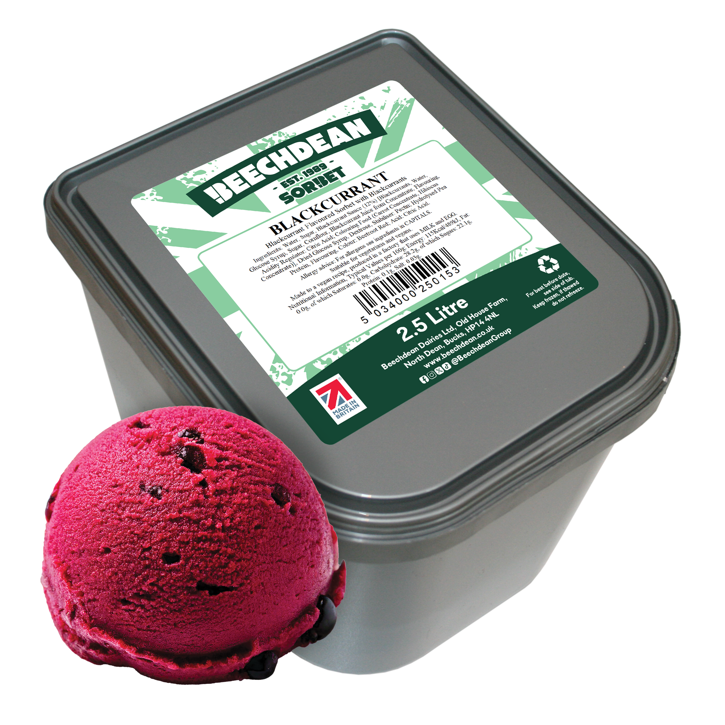 Beechdean Blackcurrant Sorbet - 2.5L