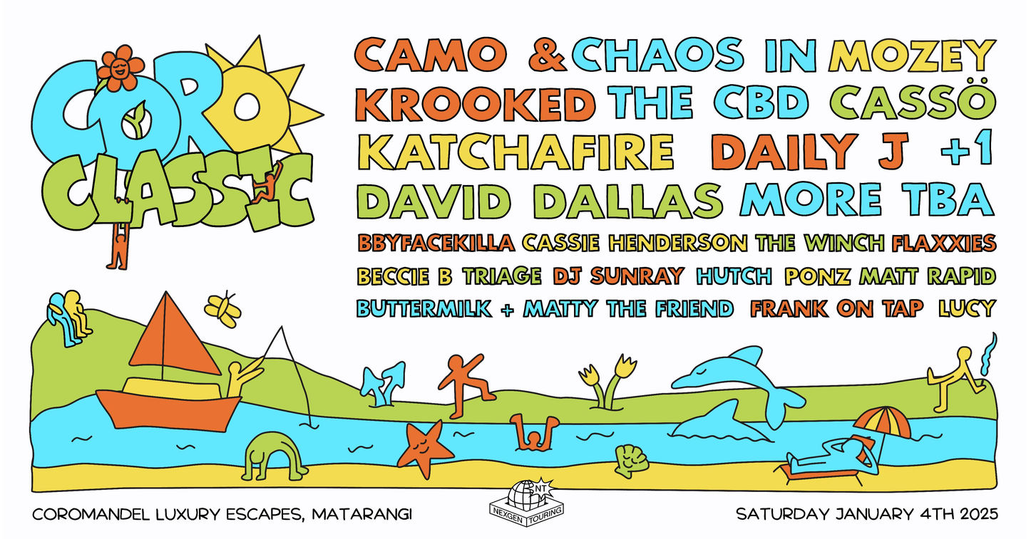 Poster design for Coro Classic music festival featuring playful typography and vibrant illustrations