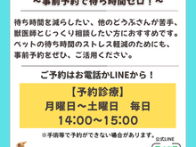 待ち時間ゼロ！予約診療枠をスタートしました（月～土14：00～15：00）