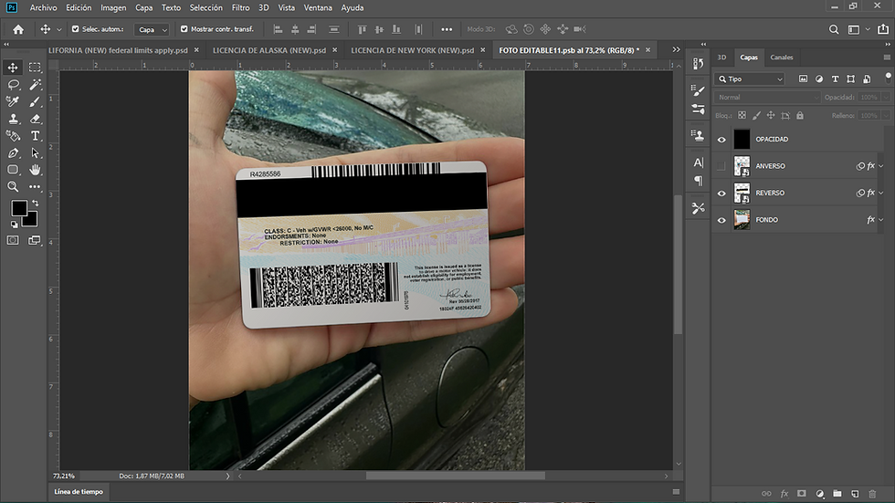 Miniatura: plantilla LICENCIA DE CALIFORNIA (v2) editable en photoshop (actualizado)