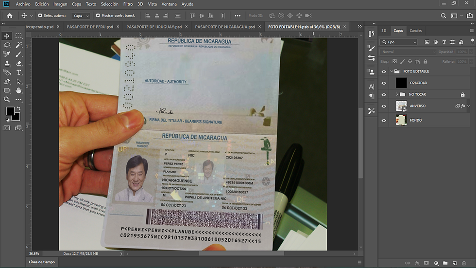 Miniatura: plantilla PASAPORTE DE NICARAGUA editable en photoshop (actualizada)