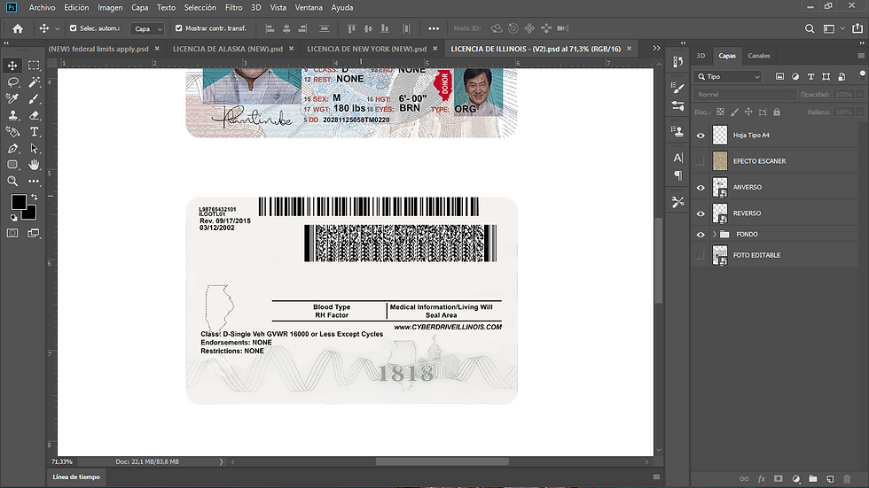 Miniatura: nueva licencia de conducir illinois usa falsa para editar en photoshop, Plantinube