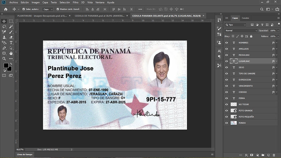 Miniatura: plantilla CEDULA DE PANAMA editable en photoshop (actualizada)