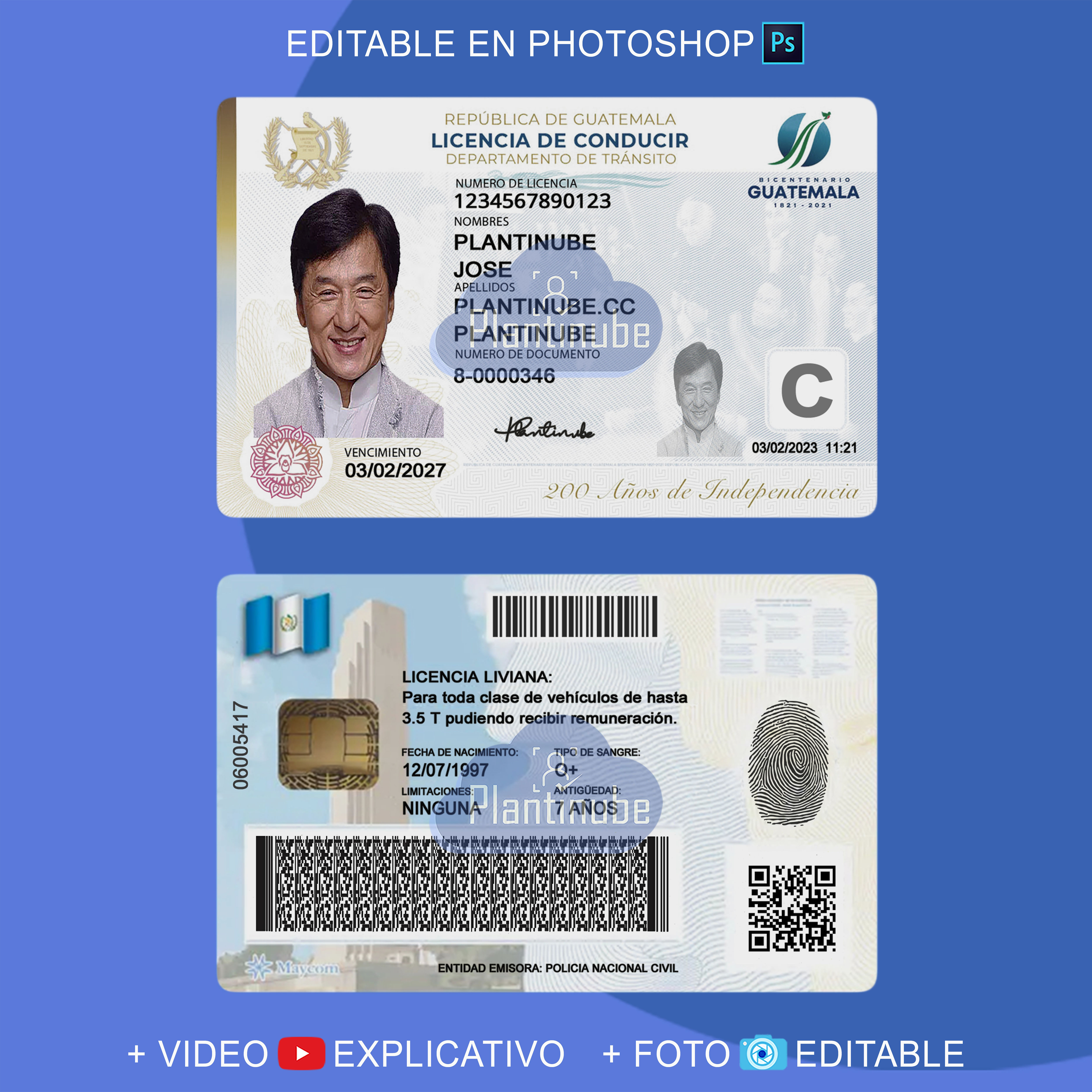 Plantinube, plantilla LICENCIA DE GUATEMALA editable