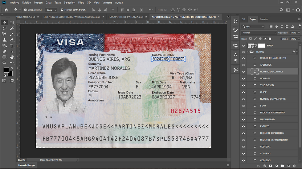 Miniatura: plantilla VISA DE USA PARA ARGENTINA editable en photoshop (actualizada)