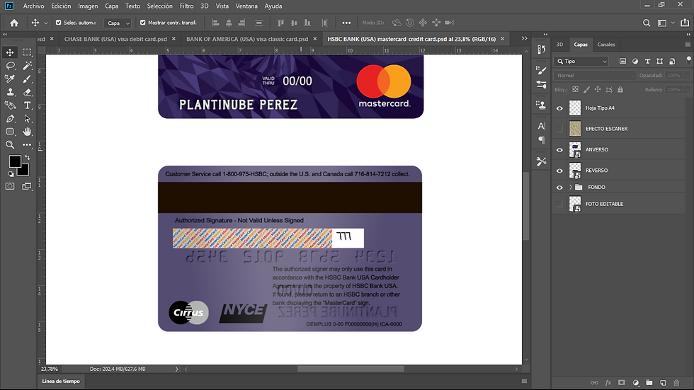 Miniatura: plantilla TARJETA HSBC PREMIER (MasterCard) editable en photoshop (actulizada)