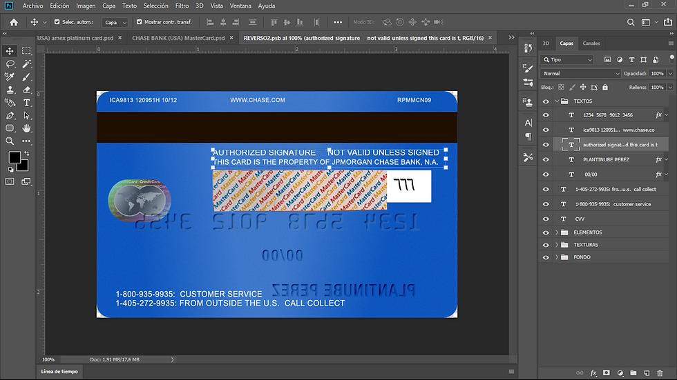 Miniatura: plantilla TARJETA CHASE BANK (debito) editable en photoshop (actulizada)