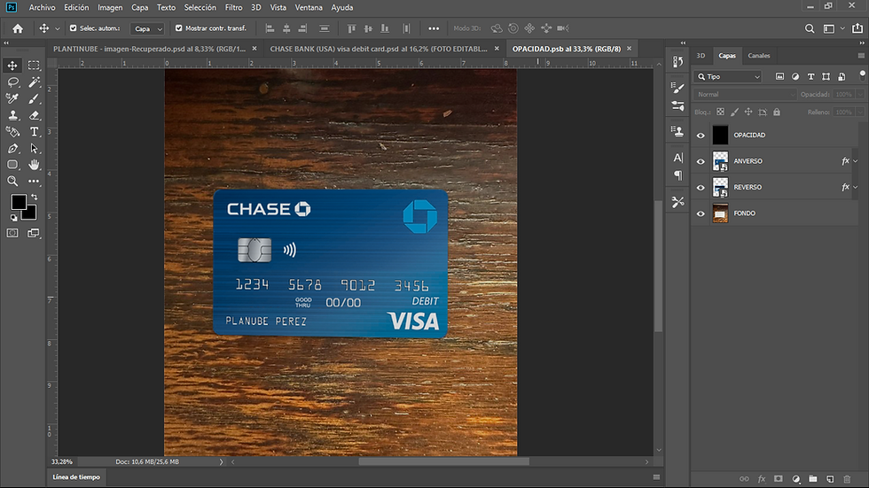 Miniatura: plantilla TARJETA CHASE BANK (visa) editable en photoshop (actualizada)