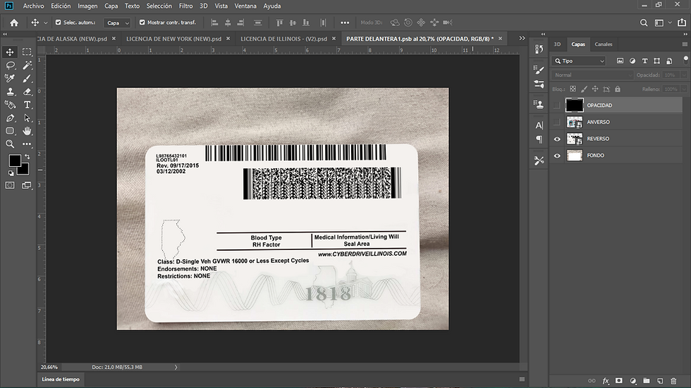 Miniatura: nueva licencia de conducir illinois usa falsa para editar en photoshop, Plantinube