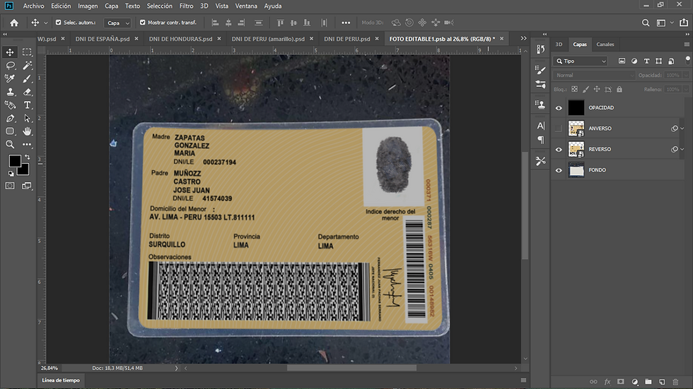 Miniatura: Plantinube, plantilla DNI DE PERU (NIÑOS) editable