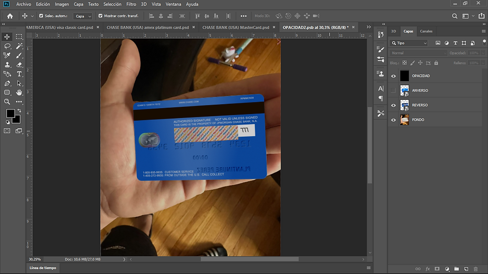 Miniatura: plantilla TARJETA CHASE BANK (debito) editable en photoshop (actulizada)