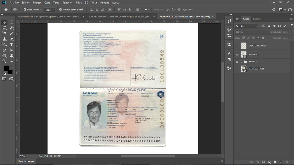 Plantinube , pasaporte frances falso pra verificar aplicaciones uber, facebook, zinli