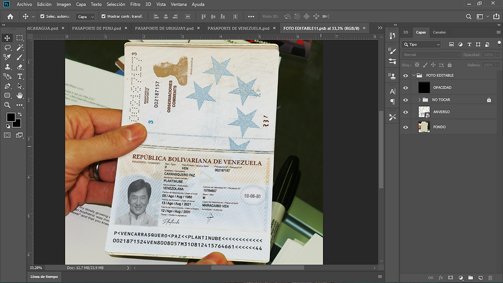 Miniatura: plantilla PASAPORTE DE VENEZUELA editable en photoshop (actualizada)