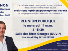 Réunion Publique le 11 mars à 18h30